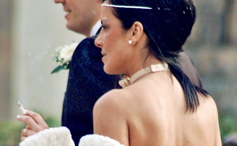 Smoking bride with piercings